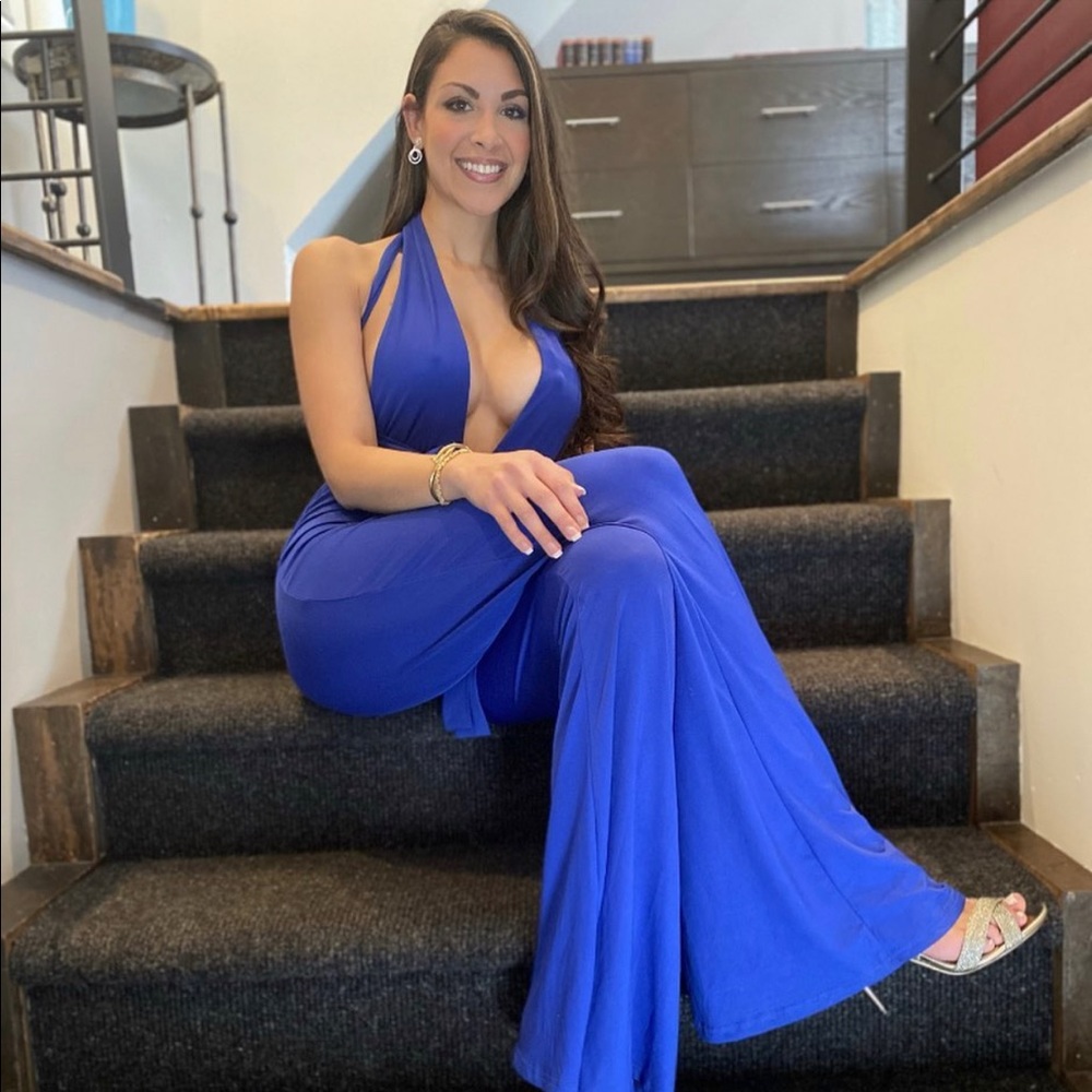 Cobalt blue one piece pant set. Size small